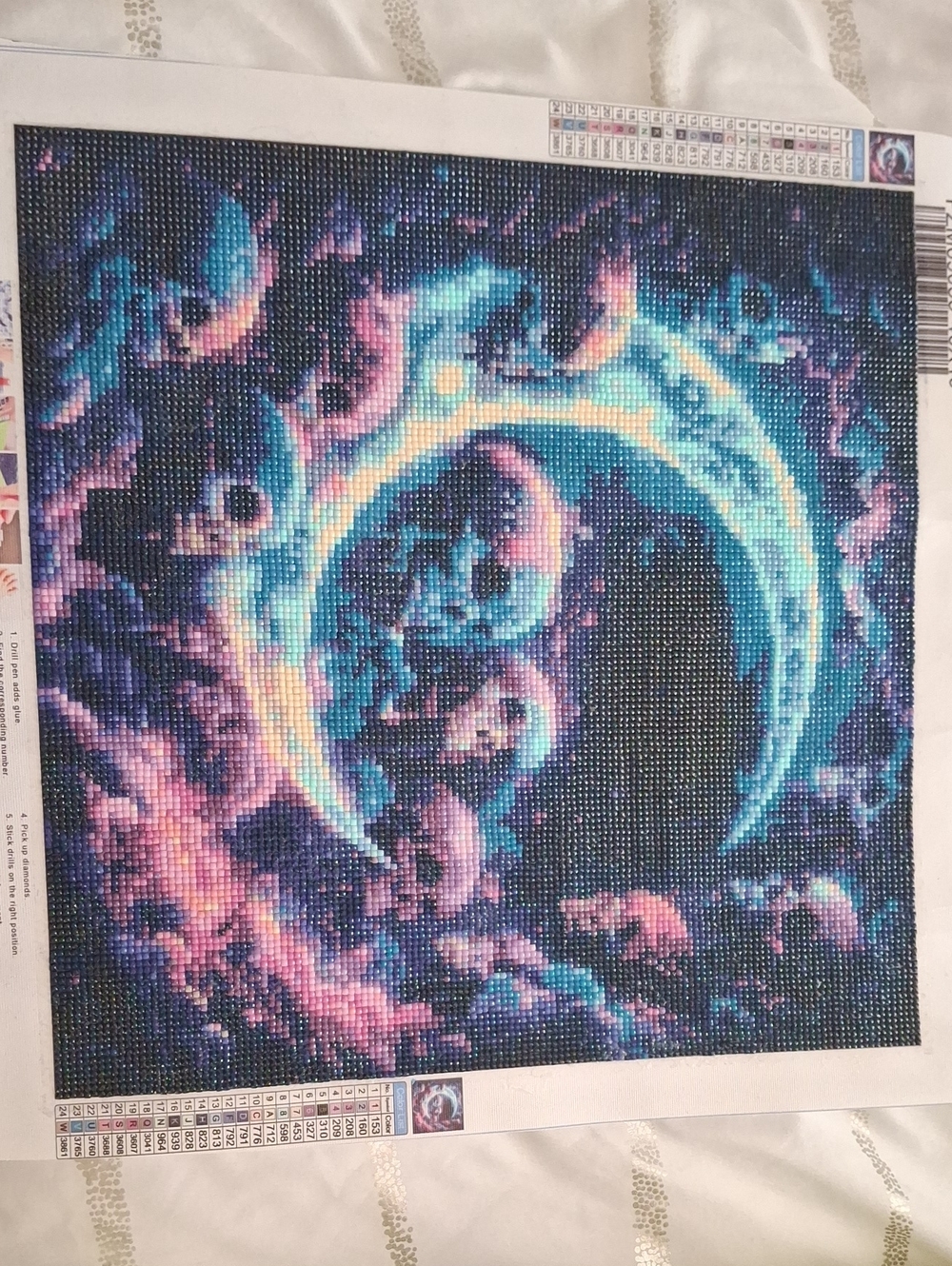 Galaxy Crescent Diamond Painting - Teal & Pink